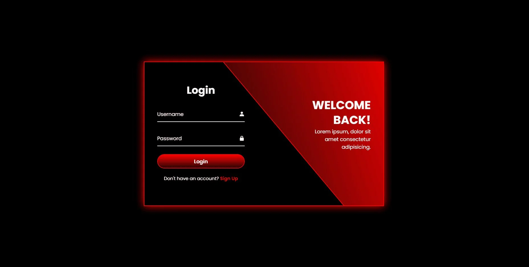 Interface onde é possivel, dentro de um formulário, inserir seu Login ou cadastrá-lo